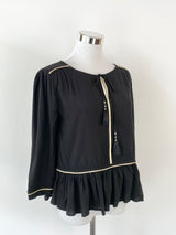Flannel Black Peasant Blouse - AU8