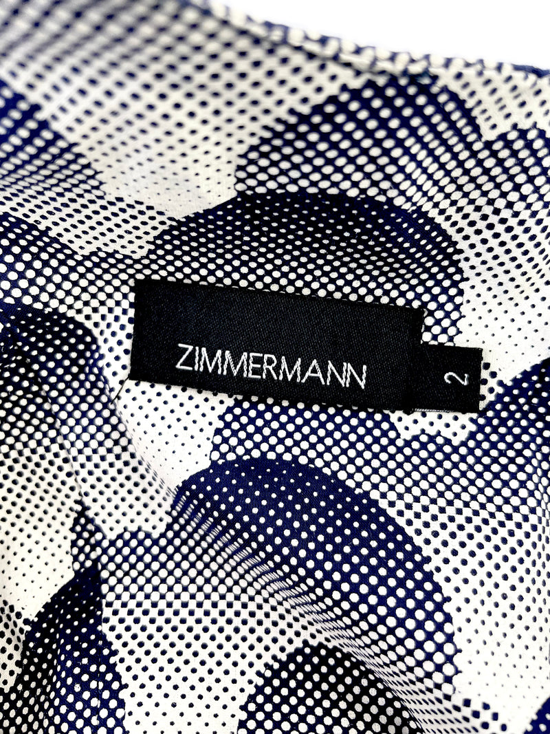Zimmermann White & Navy Clouds Dress - AU12
