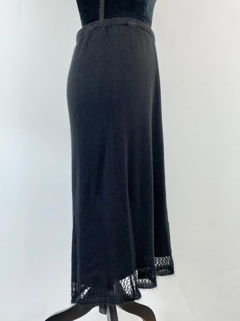 Vintage George Gross Black Wool Midi Skirt - AU12