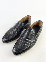 Brando Clive Black Woven Leather Loafers - EU40