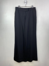 Black Pinstripe wool blend wide leg Slacks - AU14-16
