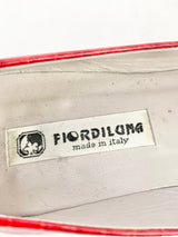 Fiordiluna Red Leather Wedge Shoes - EU36