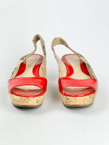 Vintage Fendi Cork Heel Slingback Wedges - EU35.5