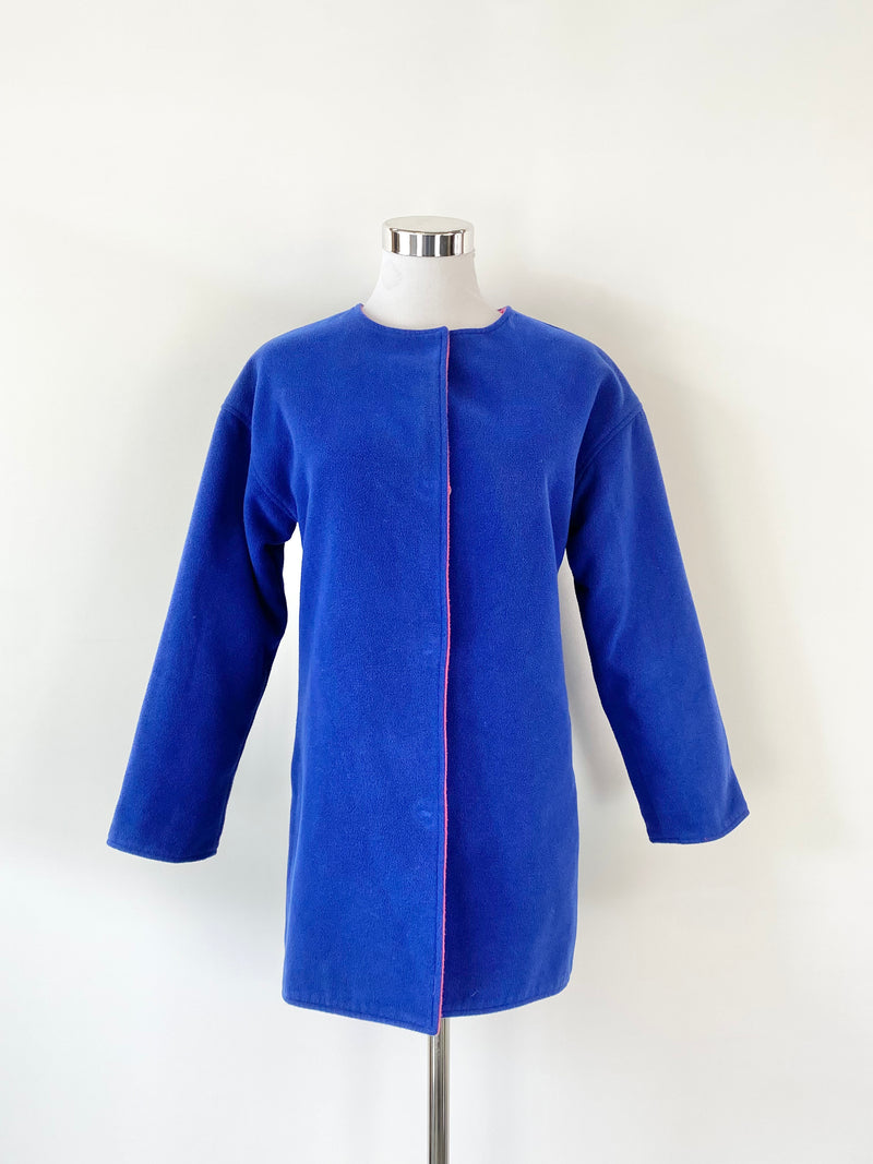 Magenta & Electric Blue Reversible Fleece Coat - AU10