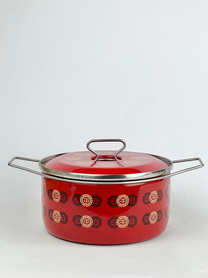 70s Red Enamelware Lidded Cooking Pot