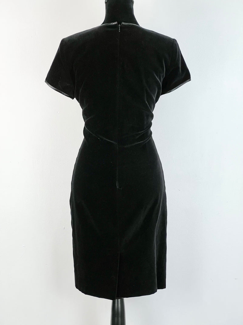 90s Simona Black Cotton Velvet Dress - AU10