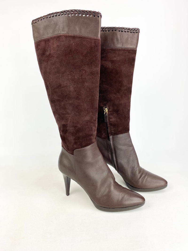 Sergio Rossi Chocolate Suede & Leather Contrast Boots - EU 38