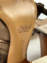 Chloe Bronze Leather Mary Janes Pumps - EU40