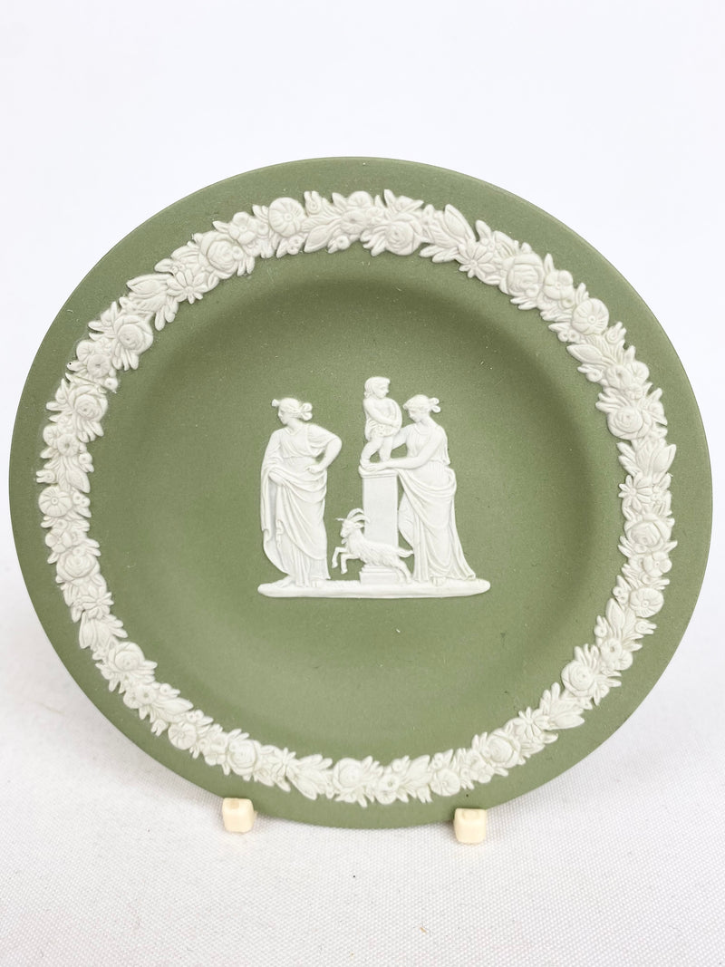 Wedgwood Sage Green Jasperware Maidens & Goat Miniature Plate