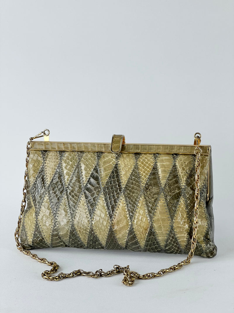 Vintage Jane Shilton Green Snakeskin Leather Bag