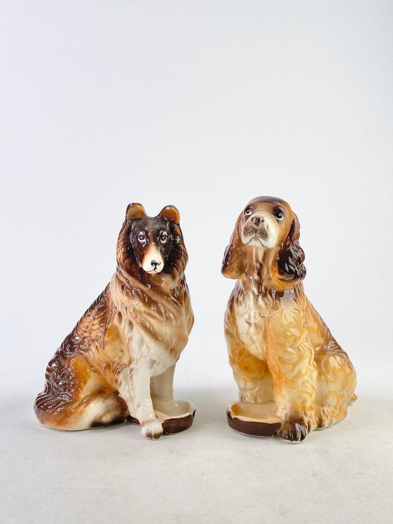 Porcelain Rough Collie & Cocker Spaniel Figurines