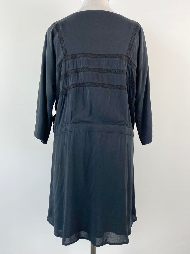 Flannel Black Lace Detail Dress - AU12