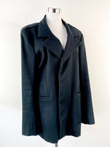 Reiss Navy Blue Button Up Coat - M