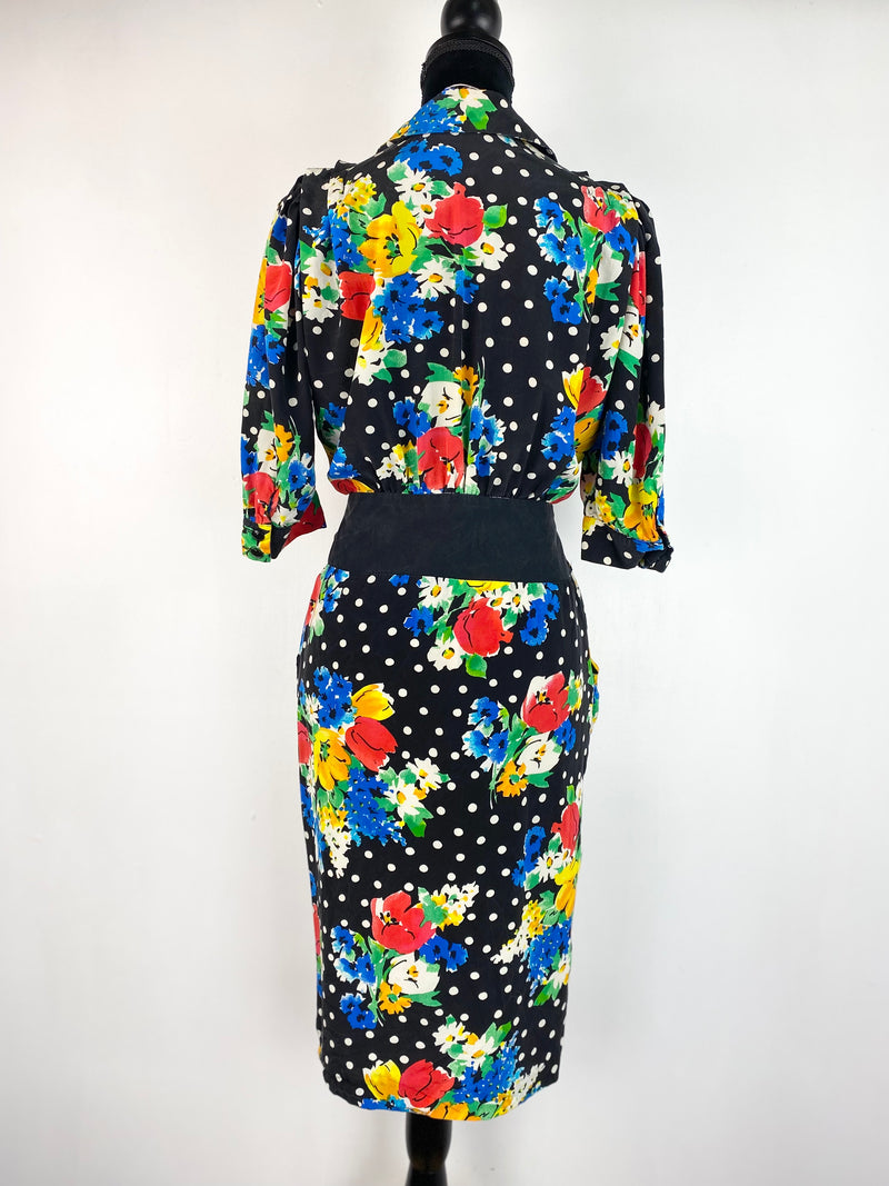 Vintage 80s Escada by Margaret Ley Silk Floral Dress - AU 10 / 12