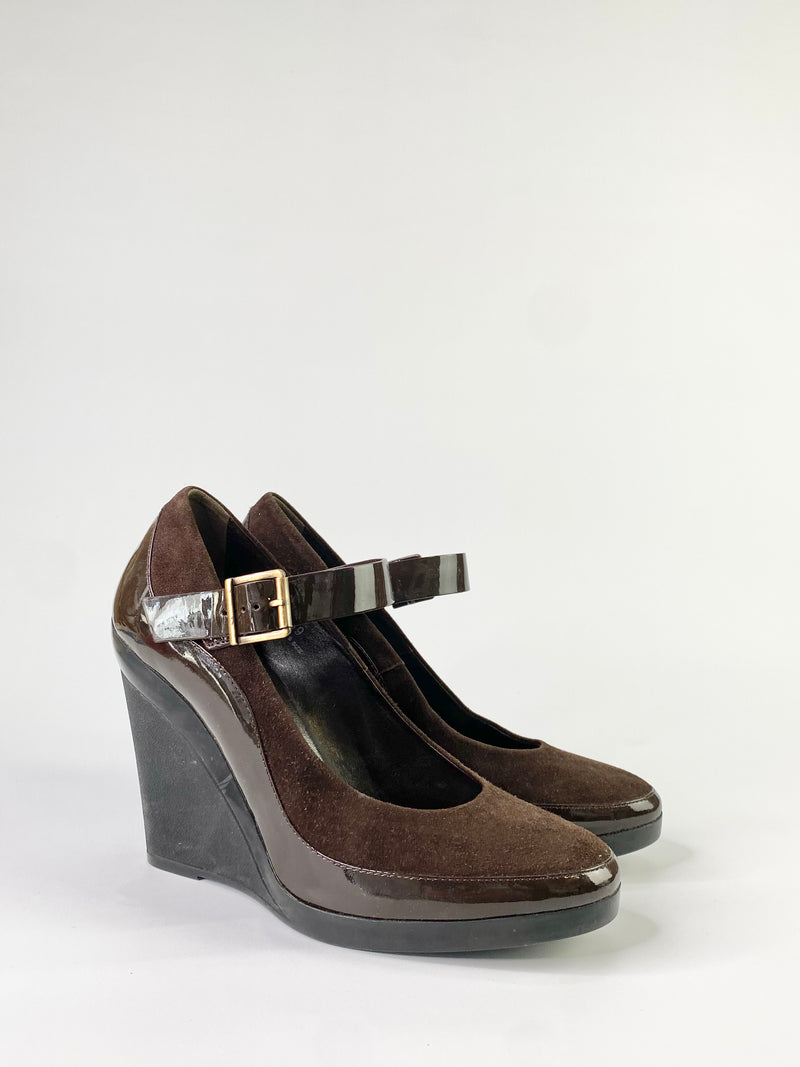 Hogan Penny Shaded Suede & Patent Leather Wedges - EU39