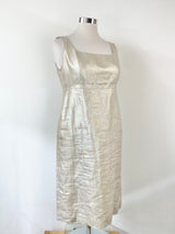 Perri Cutten Silver Metallic Linen Shift Dress - AU14