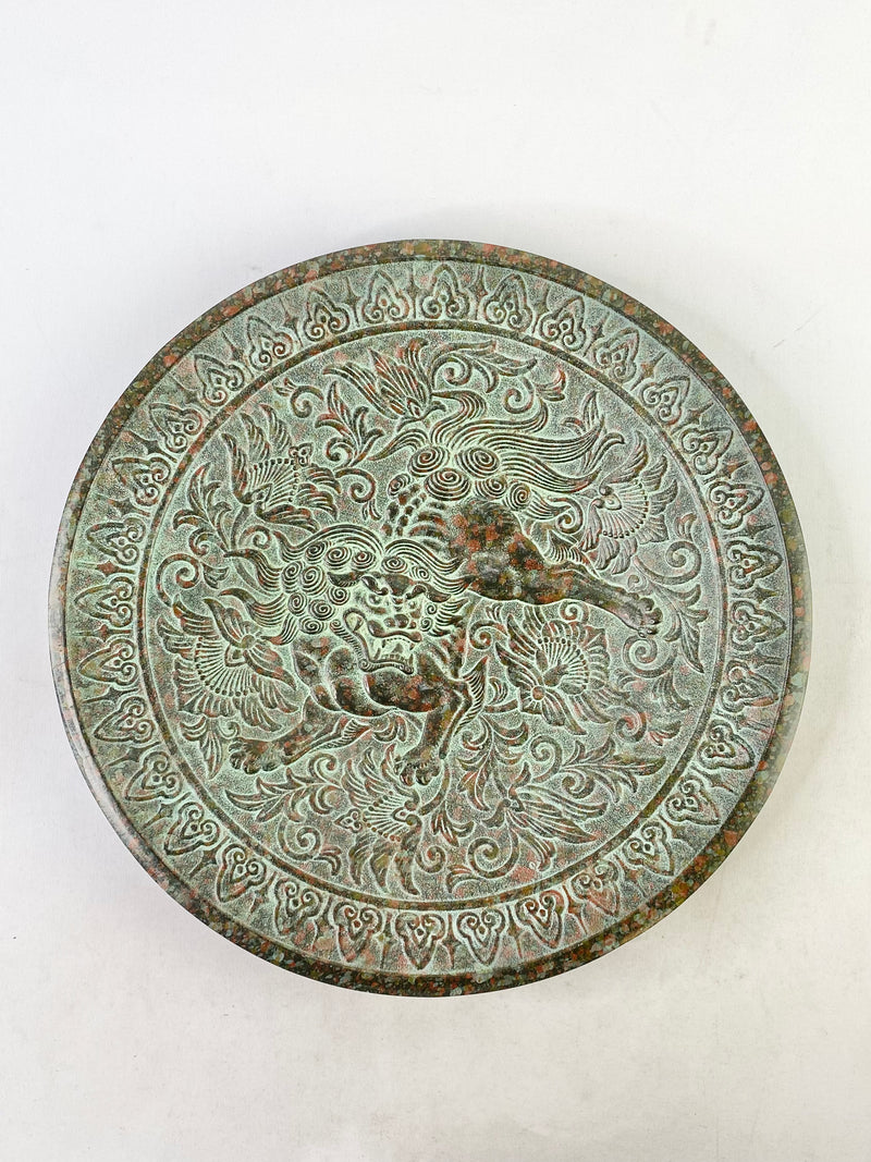 Vintage Bronze Carved Lion Dish