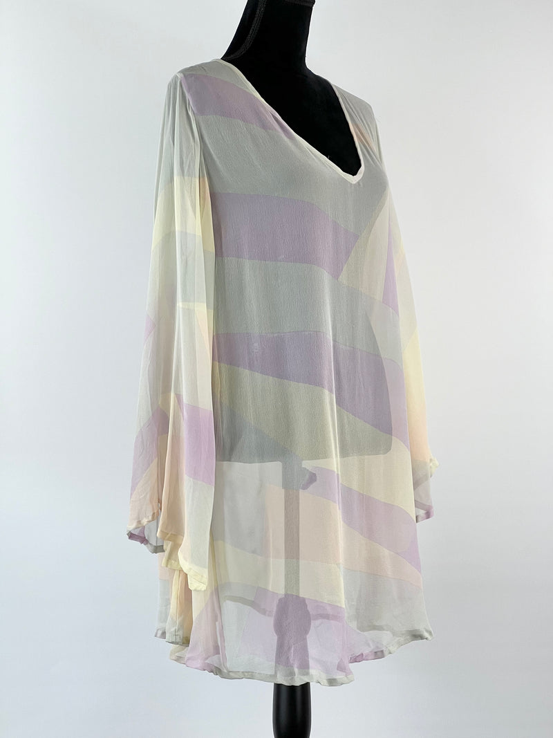 Steele Melbourne Pastel Sheer Silk Mini Dress - AU14