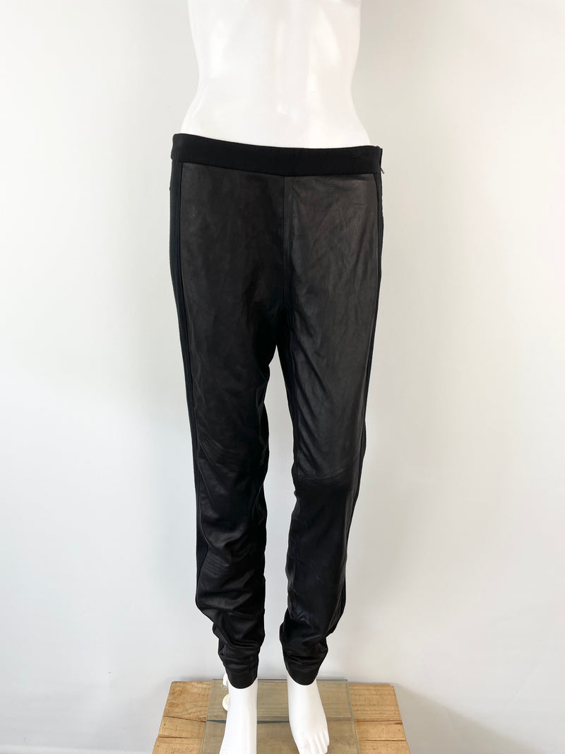 YAS Black Leather Naplon Legging - AU10