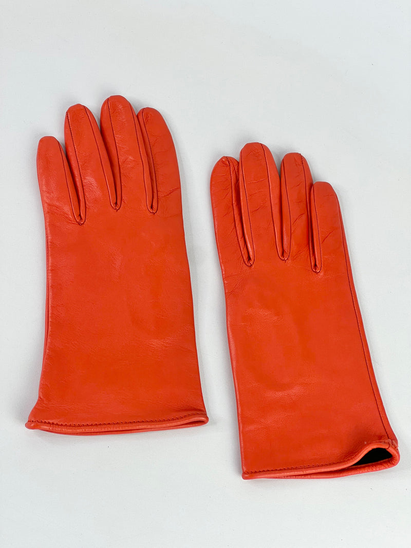 Moschino Red Leather Gloves - M