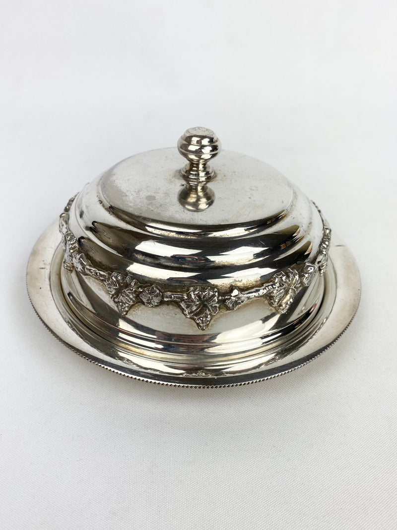 Serano Silverplated Grapevine Embossed Butter Dish