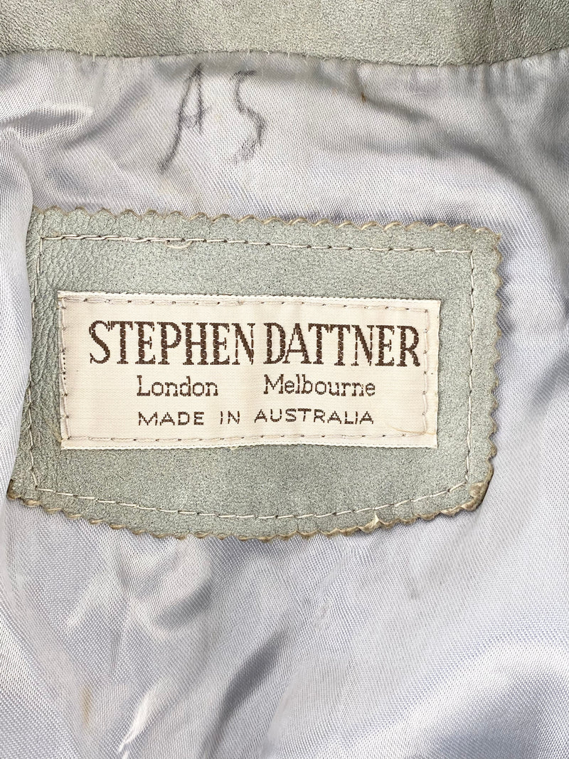 Vintage Stephen Dattner Grey Leather Midi Coat - AU10