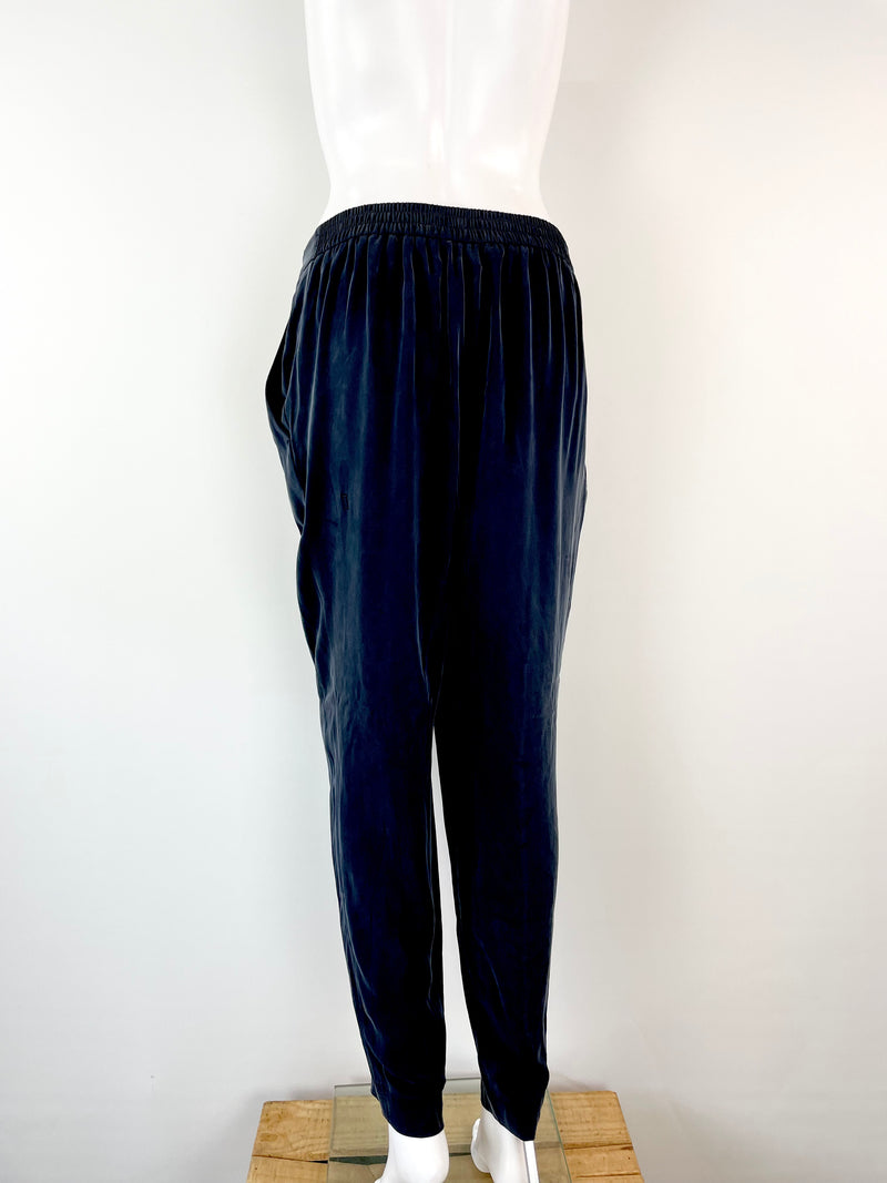 Kit & Ace Navy Blue Stretch Silk Trouser - AU6