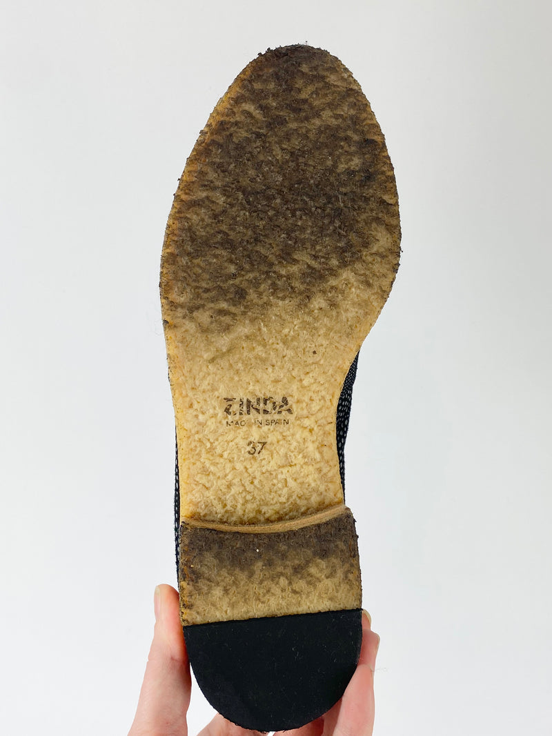 Zinda Black Snake Print Loafers - EU37