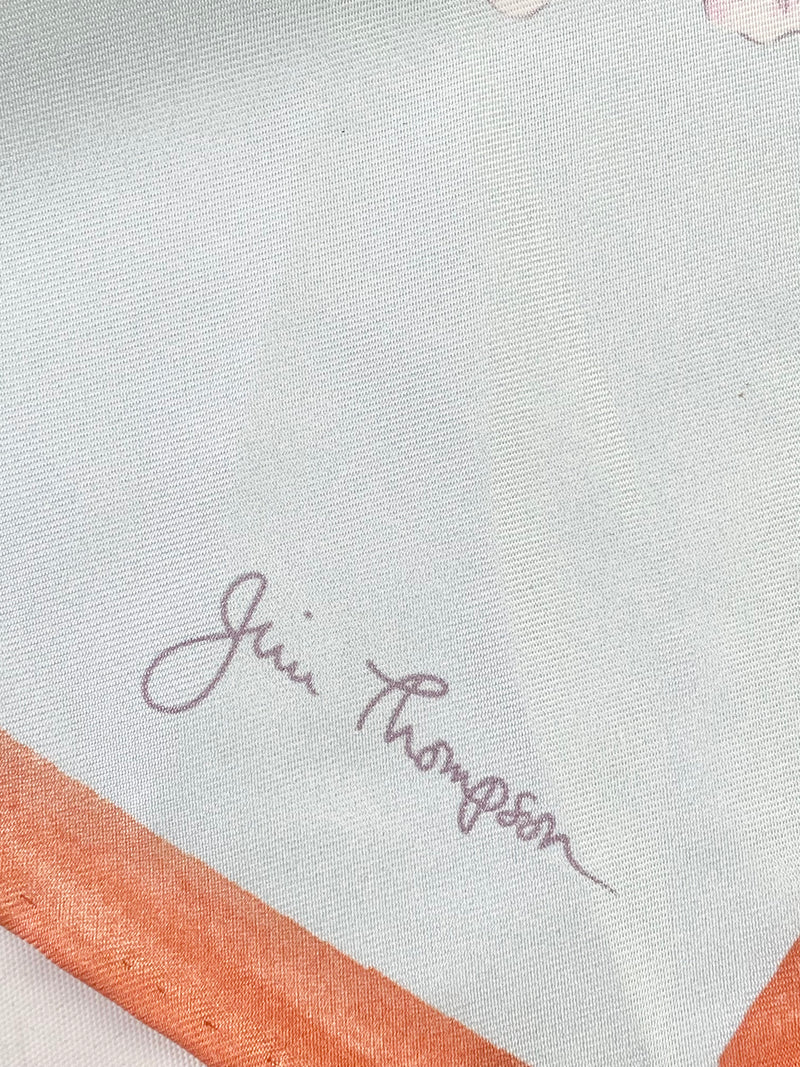 Jim Thompson Large Peach & Blue Butterfly Silk Scarf