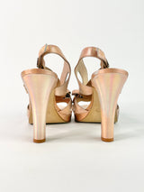 Gino Vaello Pearlescent Floral Bow Ankle Strap Pumps - EU39