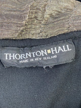 Vintage 90s Thornton Hall Black Velvet & Gold Crepe Dress - AU10/12