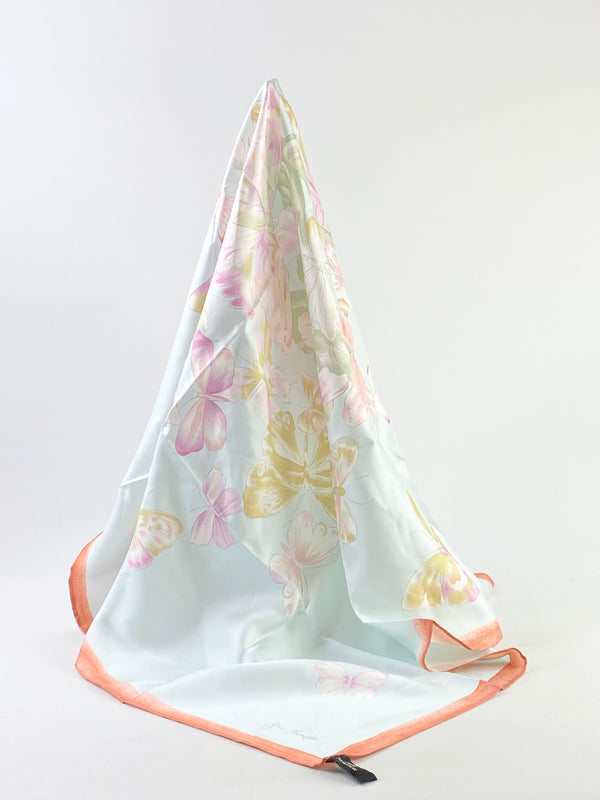 Jim Thompson Large Peach & Blue Butterfly Silk Scarf