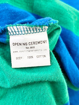 Opening Ceremony Green & Blue Stripe Tie Top - AU10