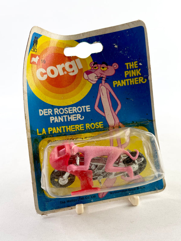 Vintage 1979 Corgi Pink Panther Toy with Motorcycle