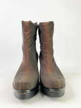 Robert Clergie Chocolate Brown Fabric Wedged Ankle Boots - EU38.5