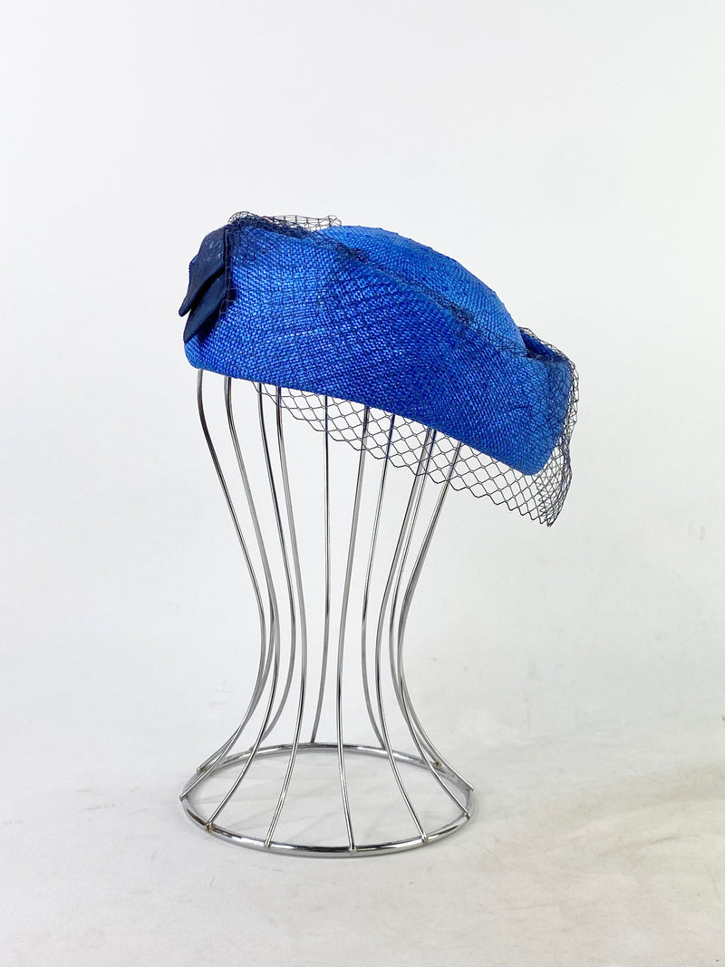 Pierre Cardin Electric Blue Veiled Fascinator