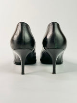 Gianfranco Ferre Pointed Toe Black Leather Pumps - EU39