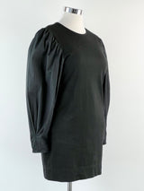 Bassike Black Puff-Sleeve Mini Dress - AU8-10