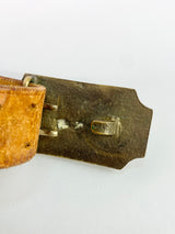 Vintage Leather Belt with Brass Deer Buckle