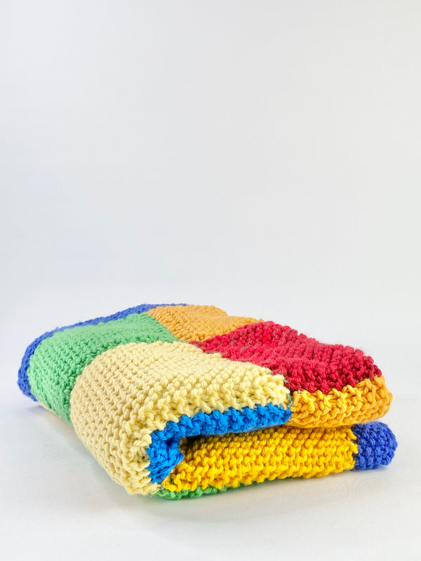 Handknitted Multicoloured Baby Blanket
