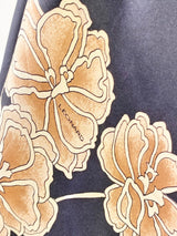 Vintage 80s Leonards Large Black Silk Floral Scarf