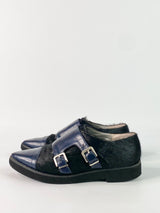 Senso Diffusion Navy & Black Fur Monkstrap Shoes - EU36