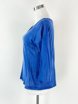 Sofie D'Hoore Deep Blue Sheer Long Sleeve Top - AU6/8