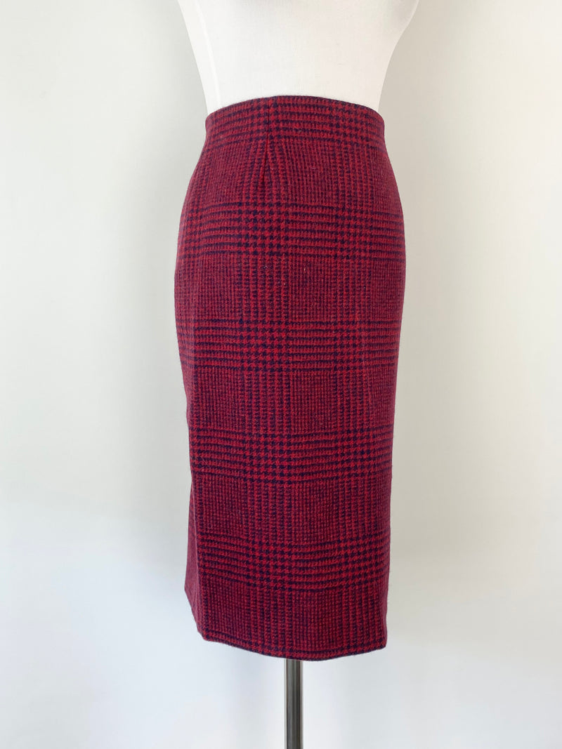 Hobbs London Red Tweed Pencil Skirt - AU8