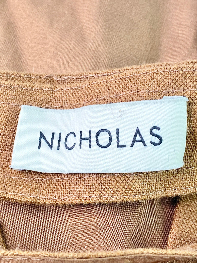 Nicholas Mustard Linen & Silk Crop Bustier - AU12