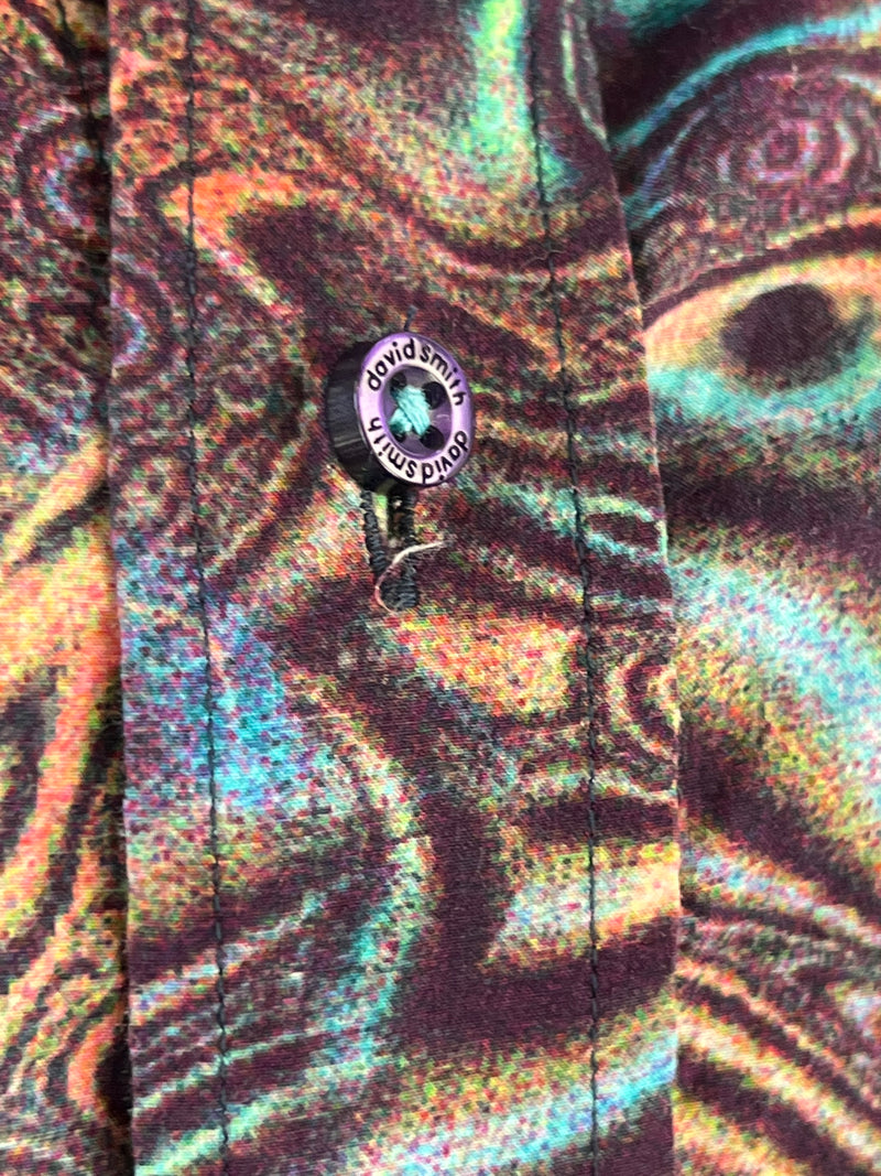 David Smith Psychedelic Swirl Print Button Up - M