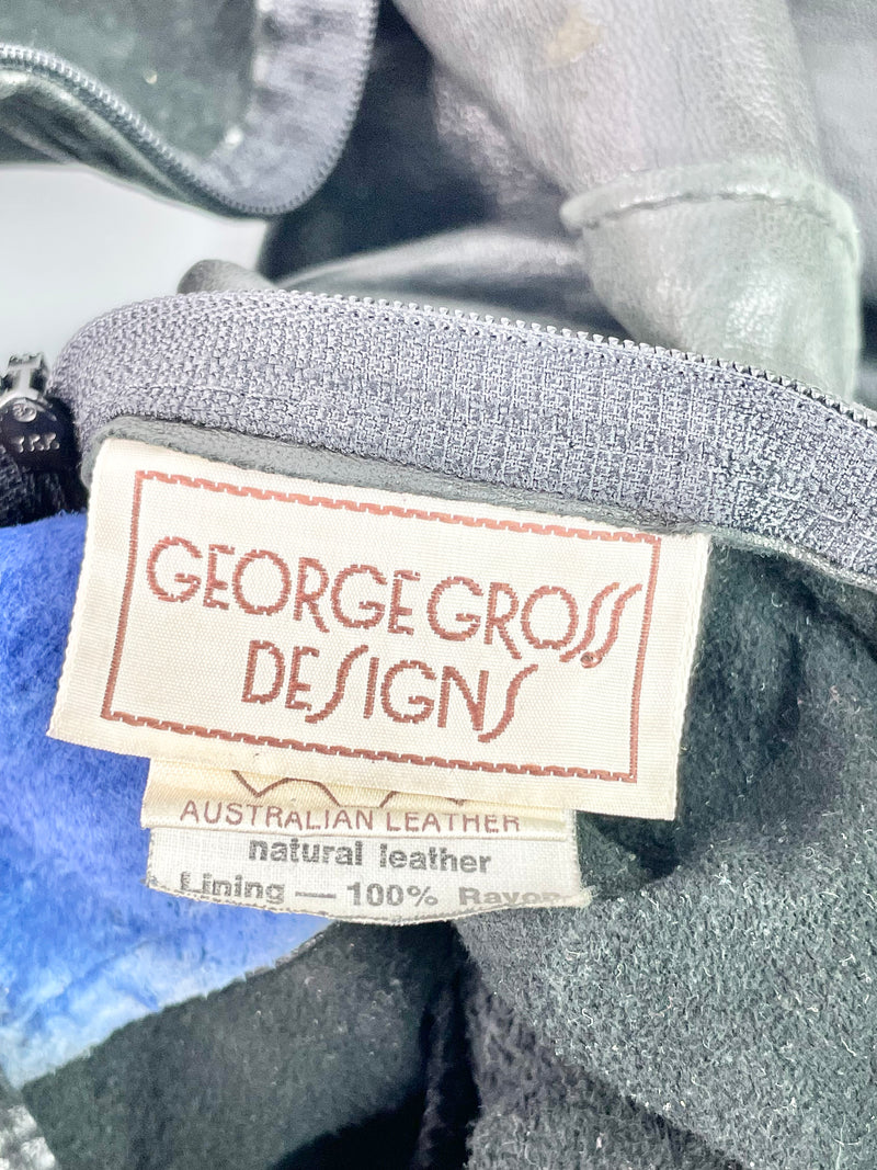 George Gross Designs Rear-Zip Paneled Black Leather Jacket - AU12