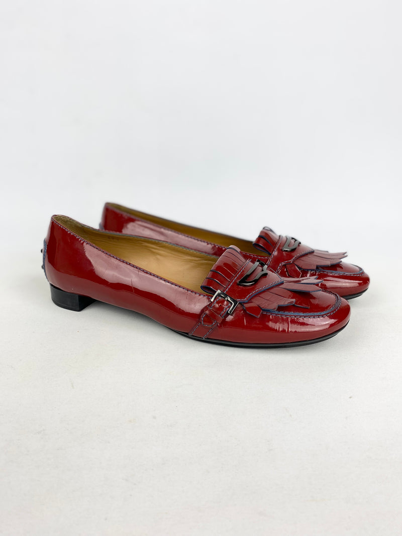 Tod's Red Patent Leather Loafers - EU 39.5