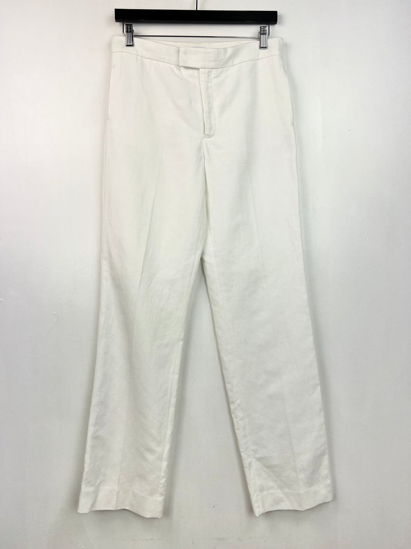 Scanlan Theodore White Linen Cotton Trousers - AU10