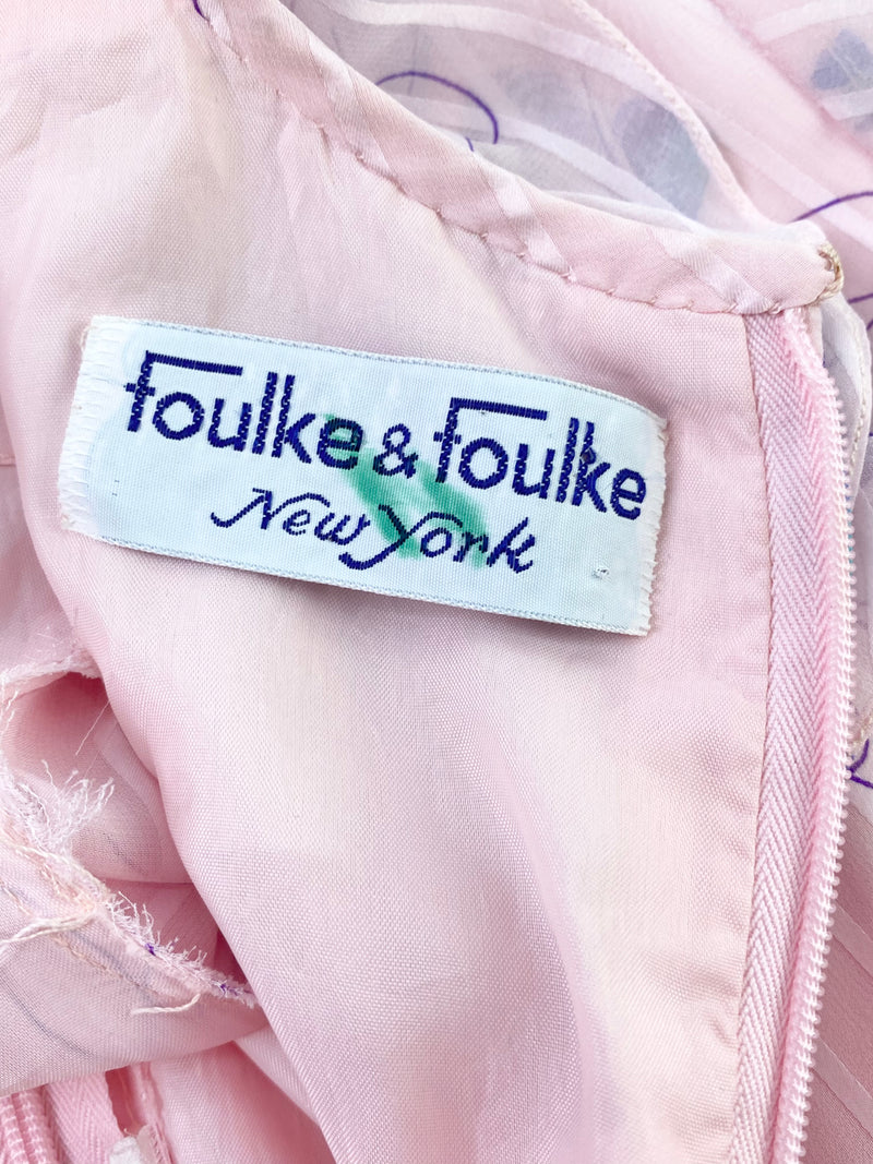 Vintage 70s Foulke & Foulke Ballet Pink Sheer Layered Dress - AU10
